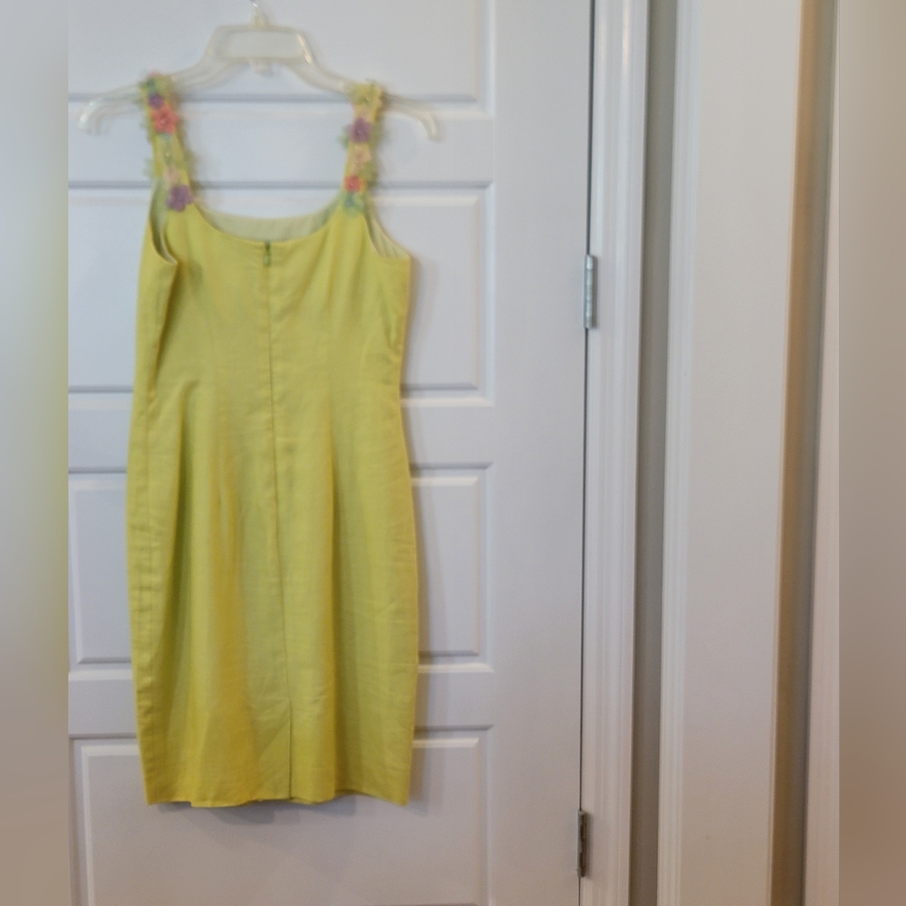 Vintage Althuser Linen-Blend Yellow Floral Strap Sundress 100% Linen Size 2 - Picture 12 of 16